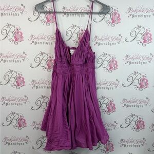 Mable dress mini ruffle tiered strap or thin smocked lace Vibrant Purple Top